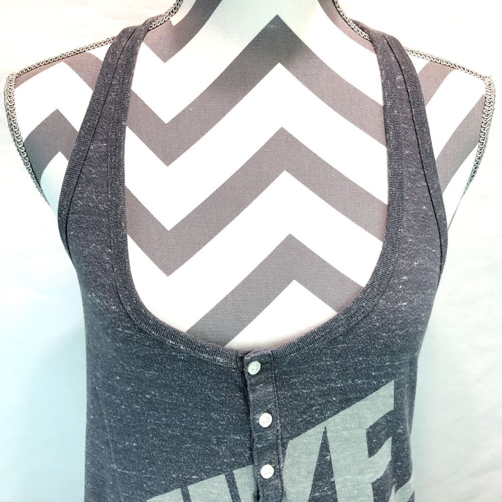 Nike Womens Gym Vintage Tank Racerback Gray Graphic Logo 545284-021 Small JJJ6